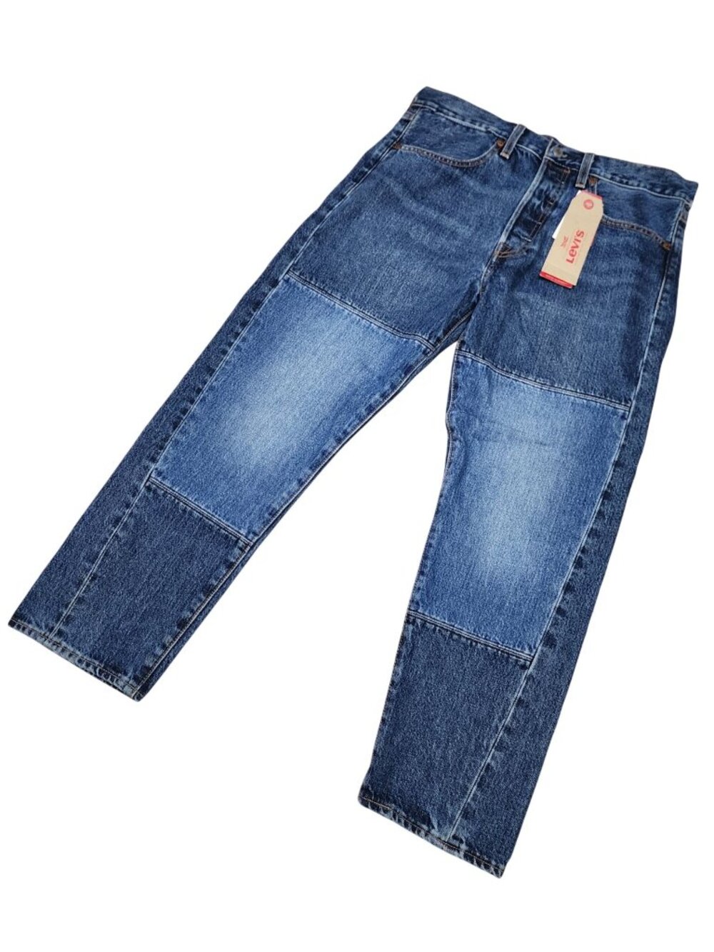Levi's Womens Altered Drop Crop Button Fly Double Knee Wedgie Blu Jeans Sz 32/25